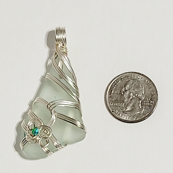 Sea Glass Coke Bottle Wire Wrapped Pendant - Picture 8 of 9
